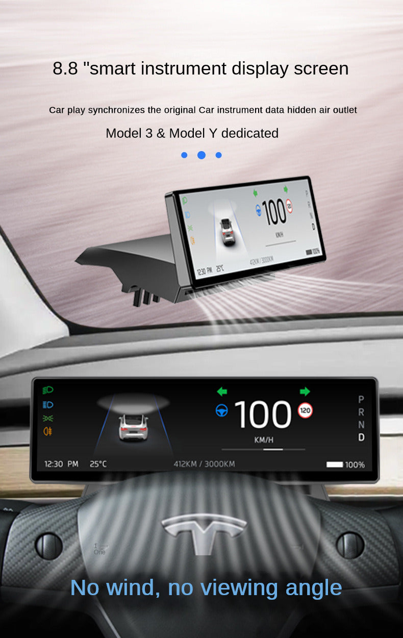 LCD Instrument Cluster Screen with Carplay For Tesla Model 3 & Model Y ...