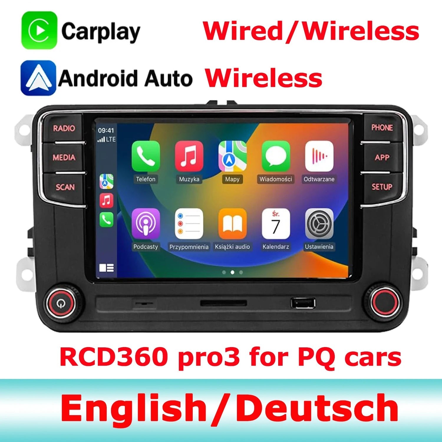 SCUMAXCON RCD360 PRO2 RCD360 PRO3 RCD360 PRO3S wireless Carplay wireless Android Auto for VW Jetta Golf Passat Caddy Tiguan Transporter CC
