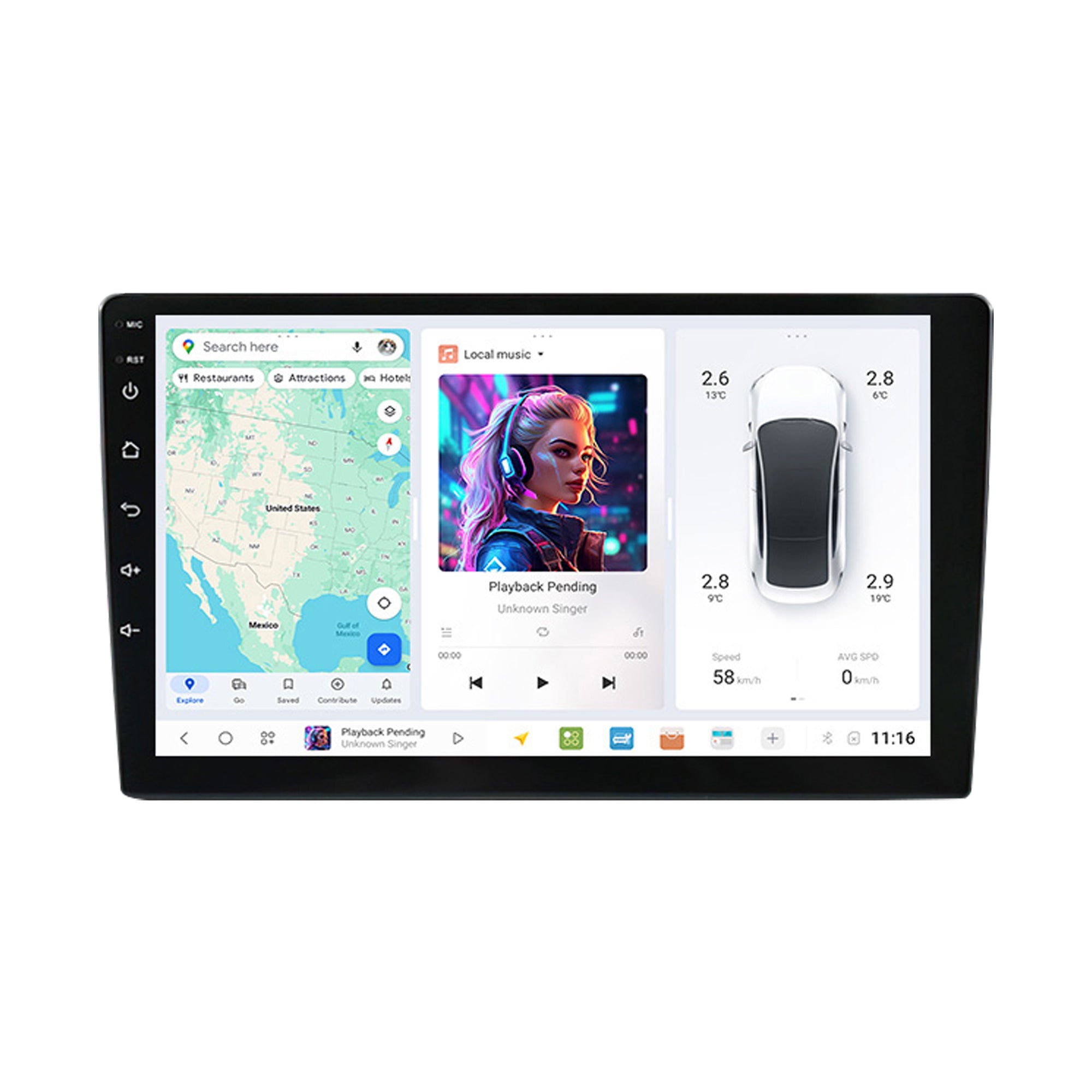 SCUMAXCON 9" Screen Android 4+64G Wireless Carplay Android Auto Car Radio Multimedia Video Player Stereo GPS Navigation Unit DSP BT Wifi
